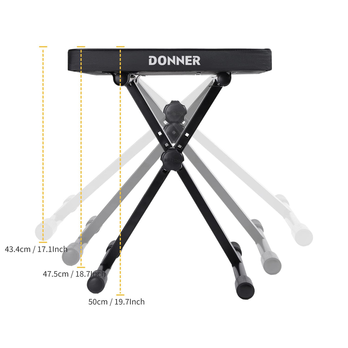 Donner Piano Bench, Adjustable Keyboard Bench Portable Stool Collapsible Chair Foldable Seat