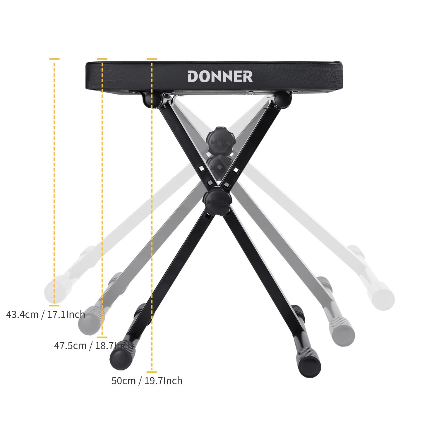 Donner Piano Bench, Adjustable Keyboard Bench Portable Stool Collapsible Chair Foldable Seat
