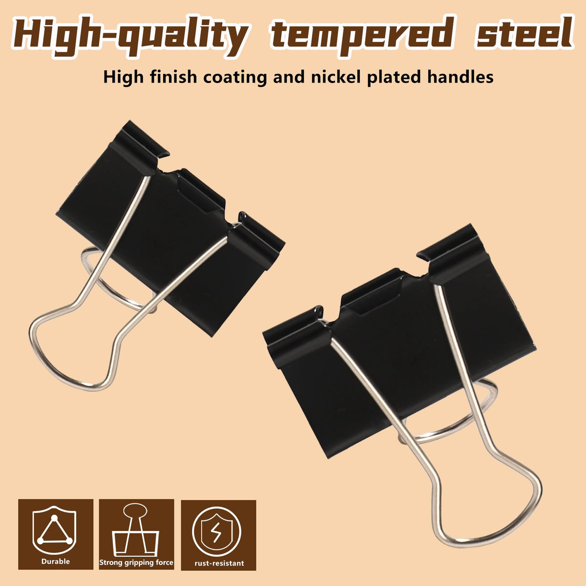 Qimailer Binder Clips, 1.25 Inch, Black, Medium