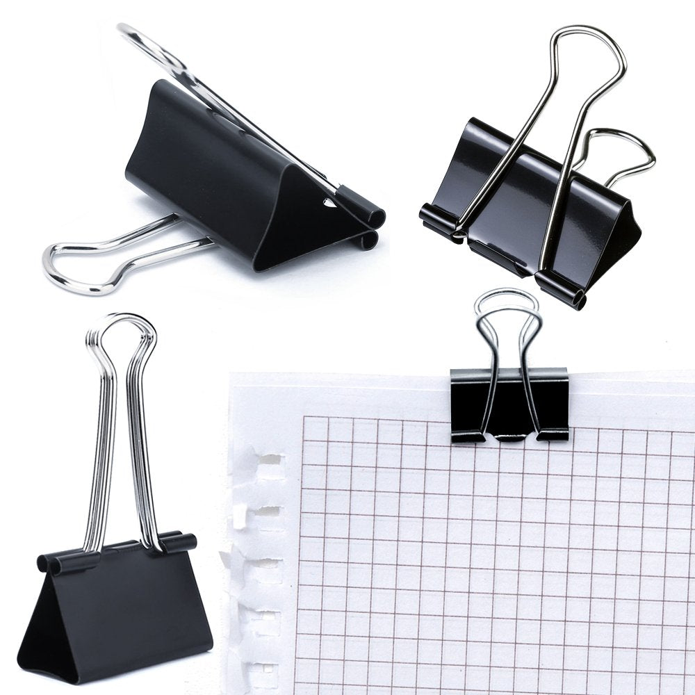 JANYUN 150Pcs Large Binder Clips 6 Assorted Sizes Paper Clamps Clip for Paper Metal Clip Office
