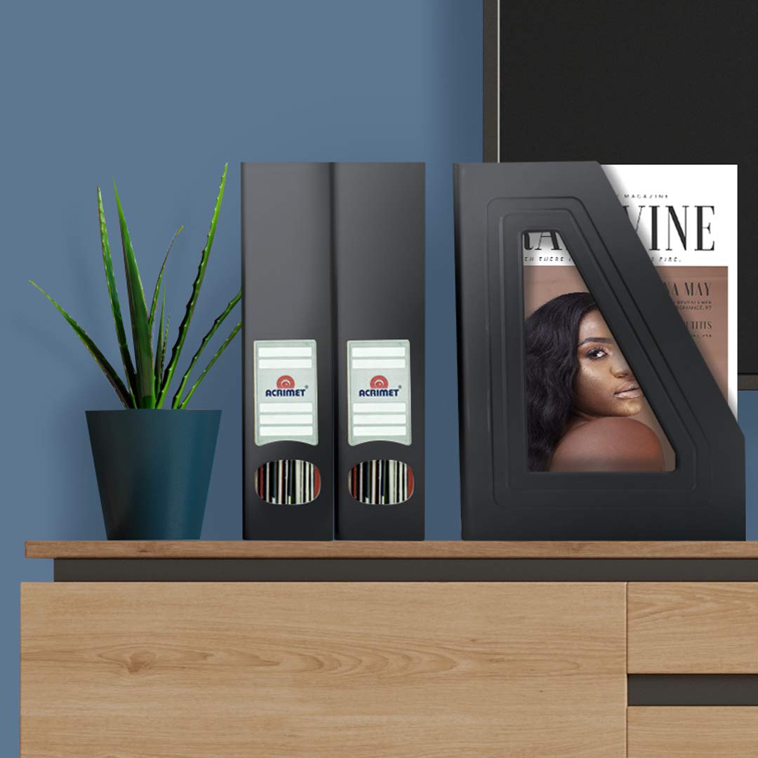 Acrimet Magazine File Holder, Vertical Desk Organizer, Black, 2 Pack