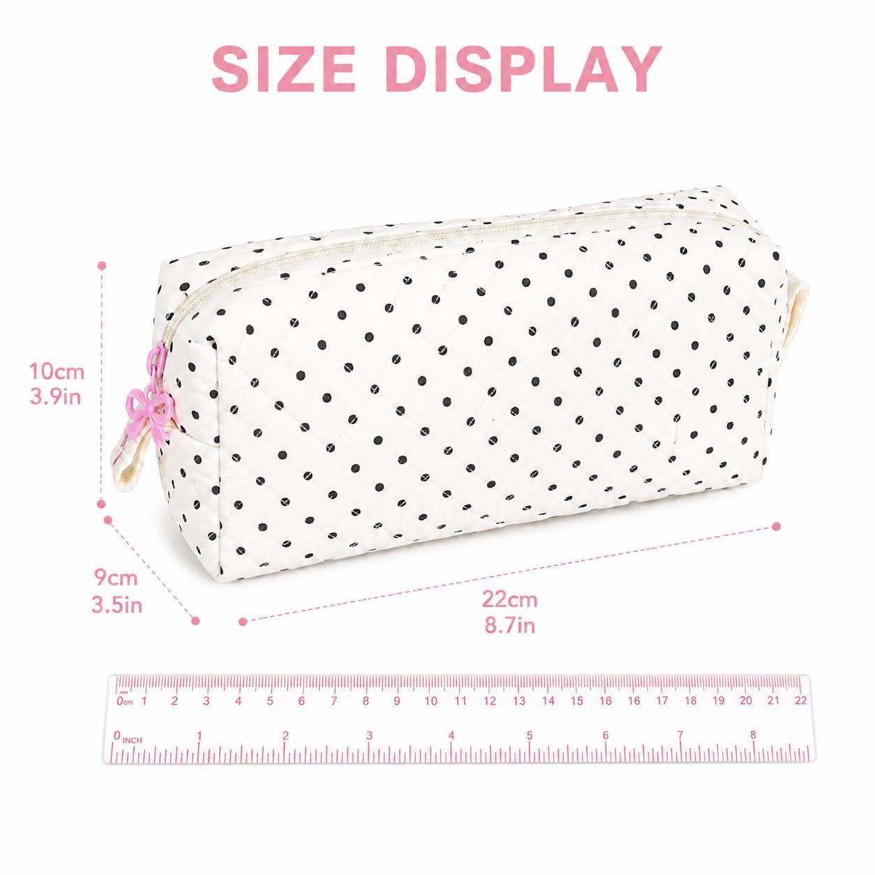 shiprabags Cute Quilted Pencil Case for Women, Aesthetic Small Floral Pencil Pouch, Slim Soft