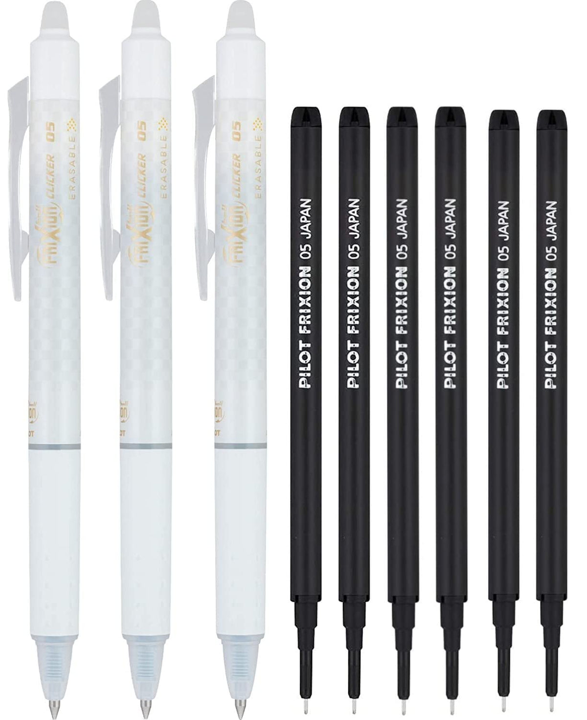 PILOT Frixion Erasable Pens 0.5 Ball Clicker Gel Ink Retractable Pen - Extra Fine Point - White