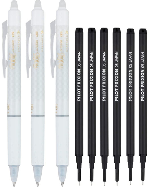 PILOT Frixion Erasable Pens 0.5 Ball Clicker Gel Ink Retractable Pen - Extra Fine Point - White