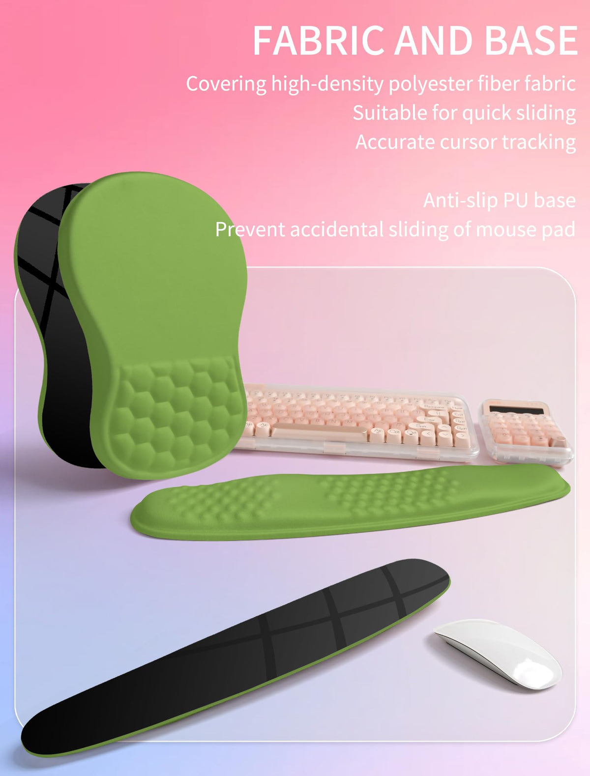 Hokafenle 2in1 Combination, Wave Keyboard Wrist Rest and Ergonomic Curvature Mouse Pad Wrist
