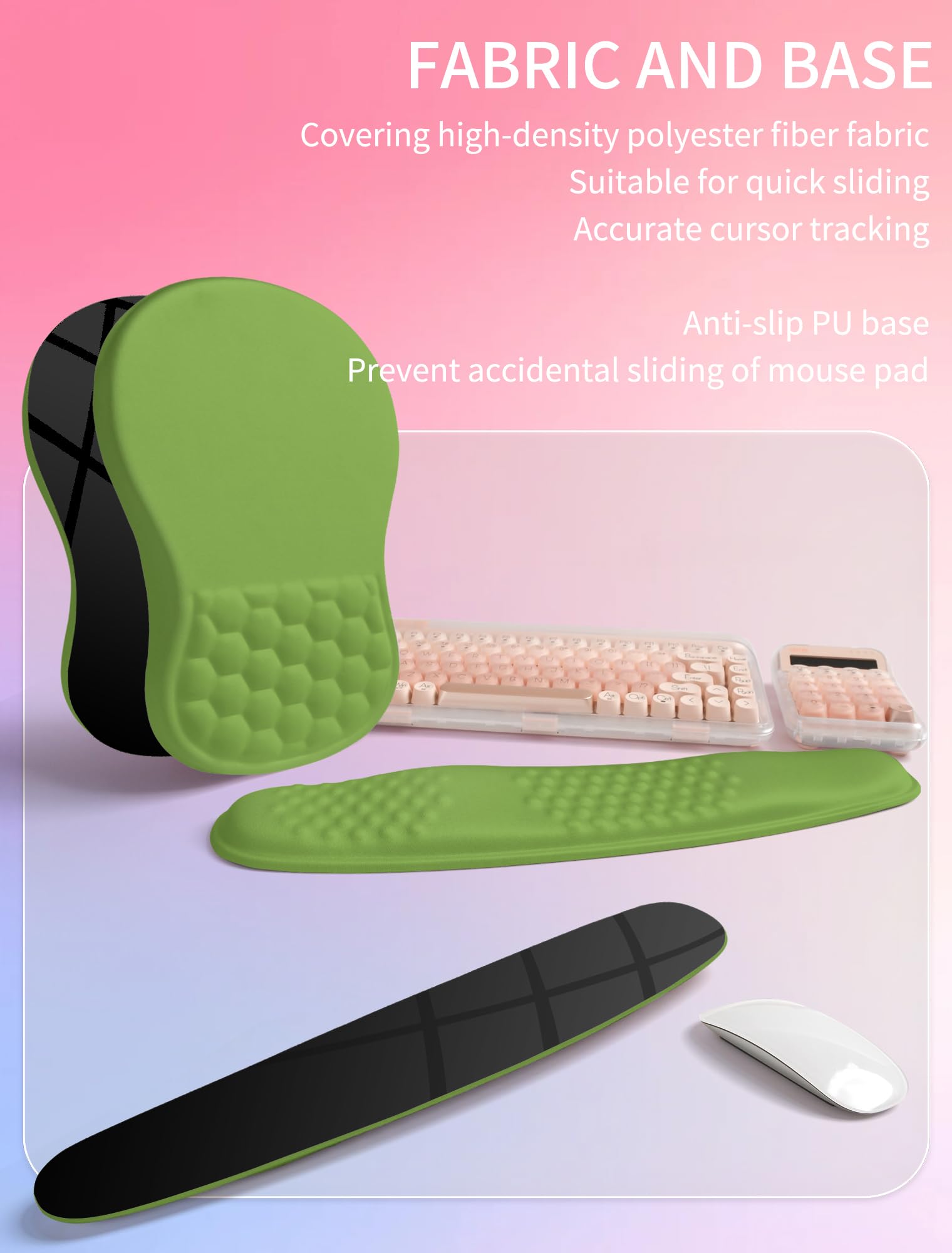 Hokafenle 2in1 Combination, Wave Keyboard Wrist Rest and Ergonomic Curvature Mouse Pad Wrist