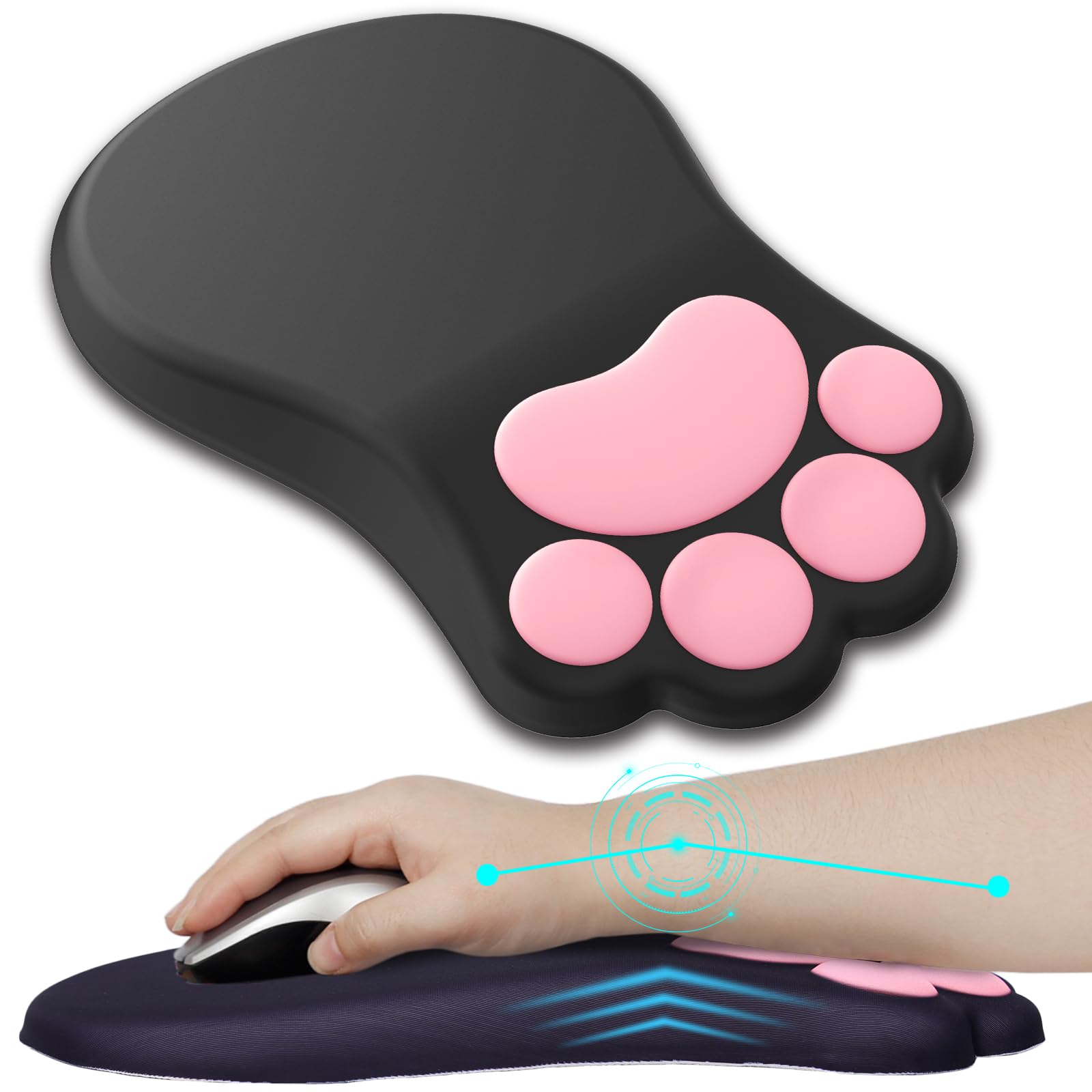 L-SPOUTTO Ergonomic Mouse Pad with Wrist Rest,Black Mouse Pad Wrist Support