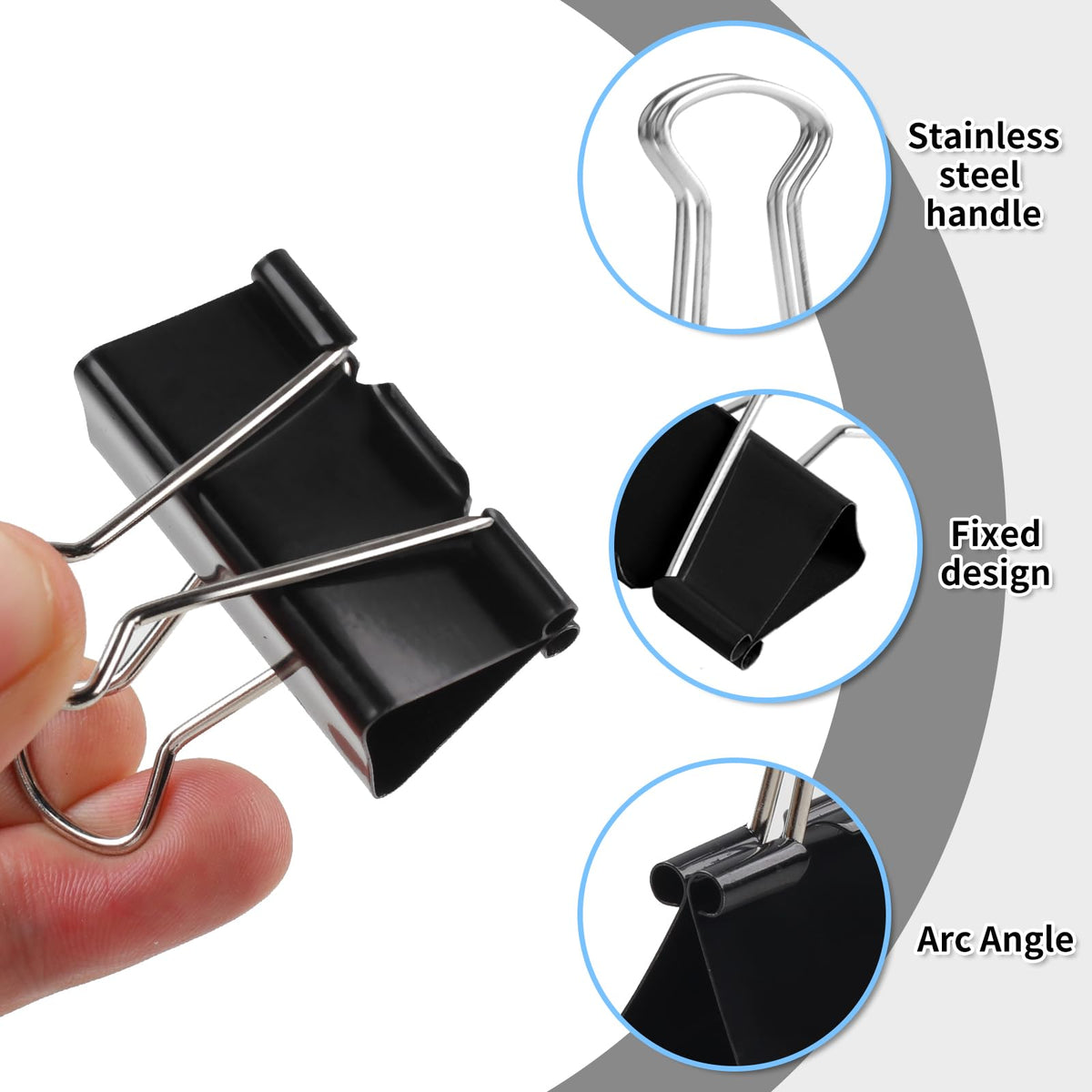 125Pcs Binder Clips Colored, Binder Clips Assorted Sizes, 6 Sizes Binder Paper Clips for Office