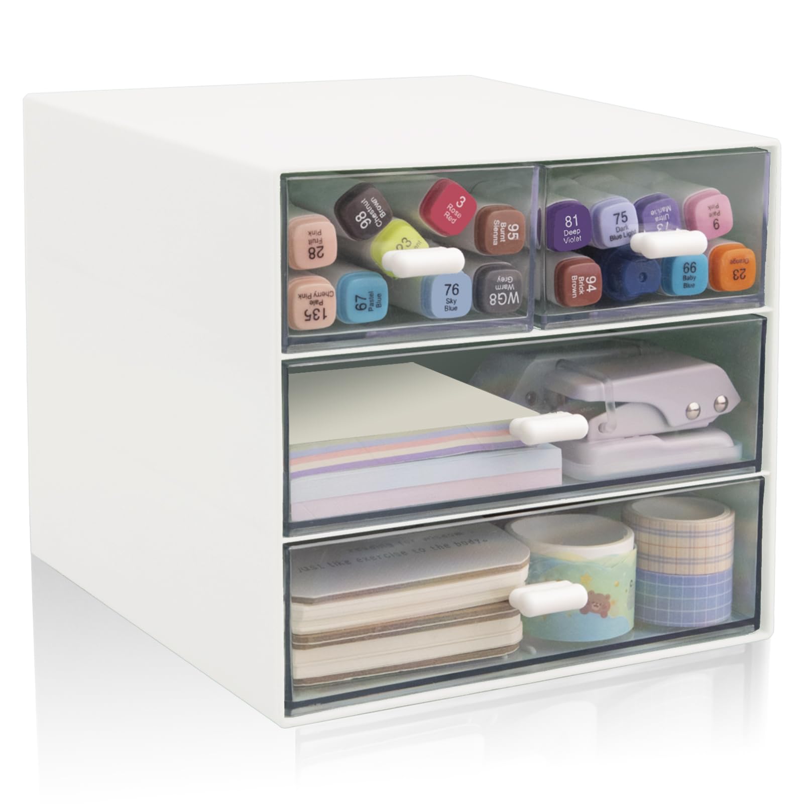 Zyners Desk Organizer with Drawer, Office Organizer with 4 Drawers, Desk Storage Box for, Desktop