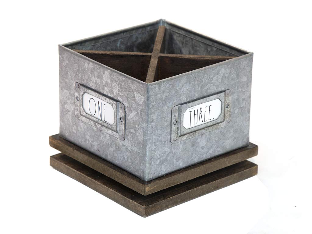 Rae Dunn Rotating Decorative Pencil Cup – Galvanized Steel Desktop Stationary Spinner Holder - 4
