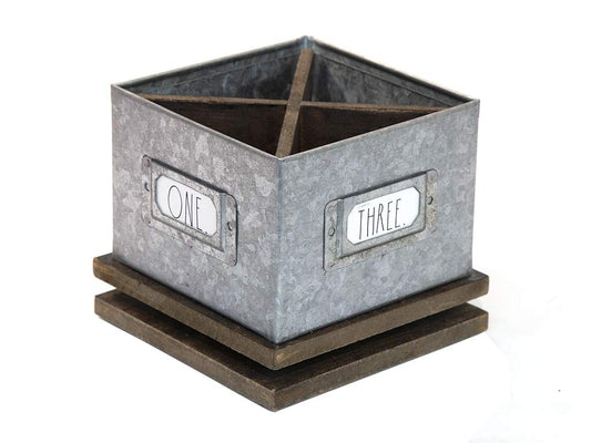 Rae Dunn Rotating Decorative Pencil Cup – Galvanized Steel Desktop Stationary Spinner Holder - 4