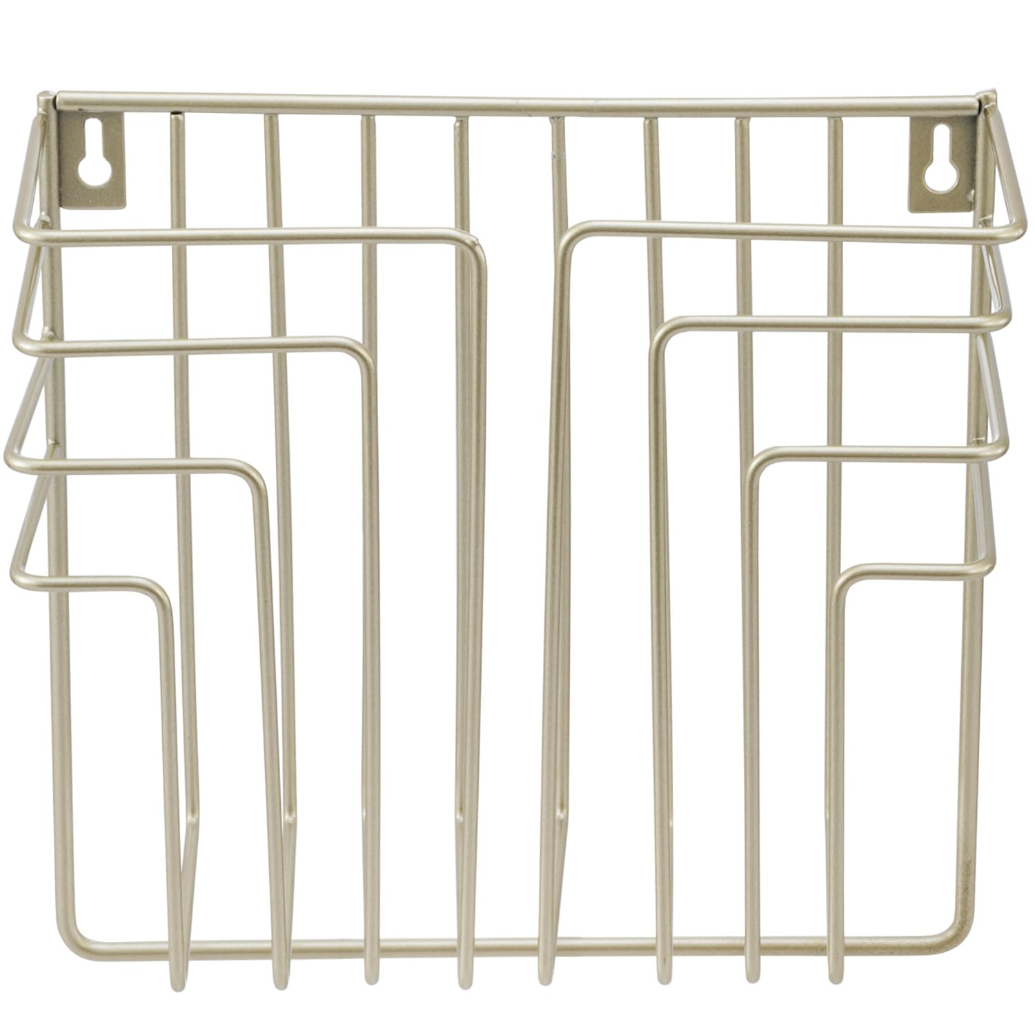 MyGift Modern Art Deco Style Brass Tone Metal Wire Floating Magazine Rack and File Folder Holder