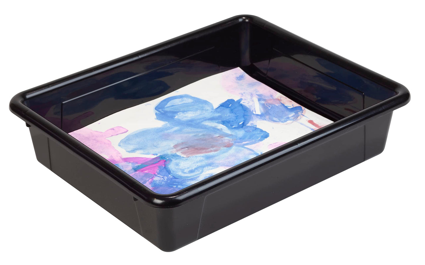Storex Letter Size Flat Storage Tray – Organizer Bin for Classroom, Office and Home, Black, 5-Pack