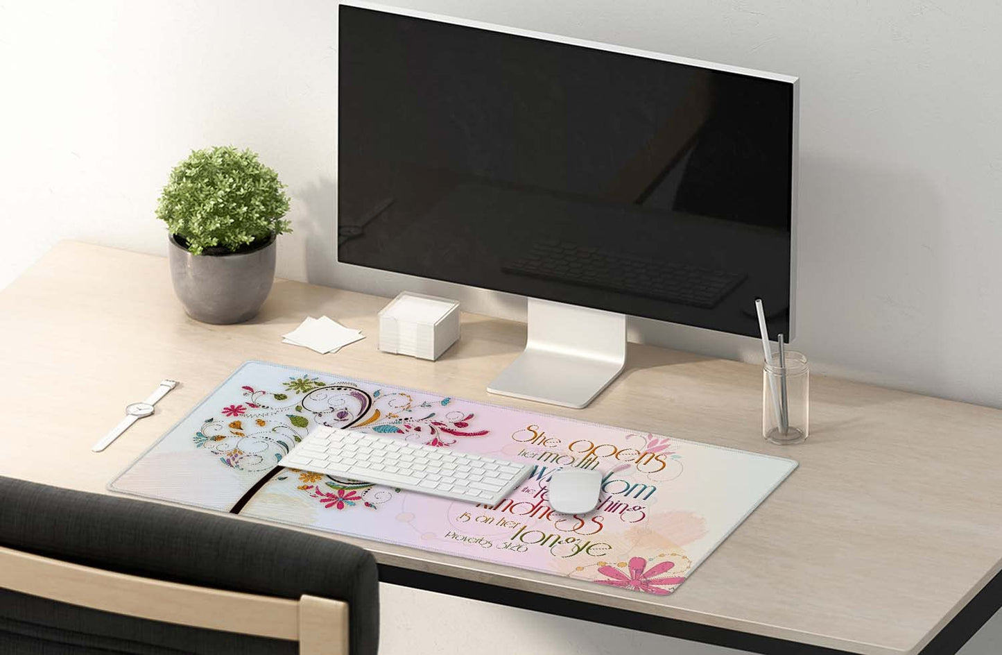 SSOIU Inspirational Christian Bible Verse Proberbs Quotes Extended Gaming Mouse Pad 35.5x15.7 in