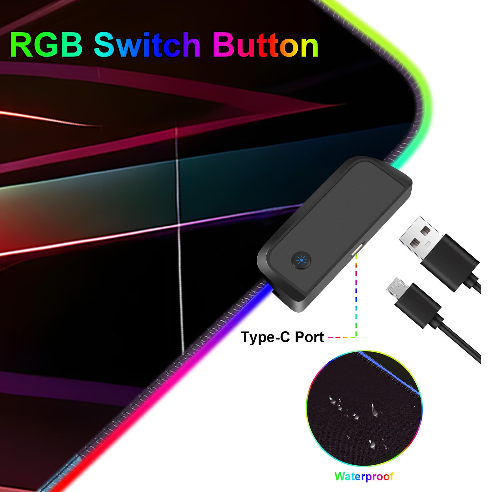 Mouse Pad 31.5 X 11.8 Inches RGB Mouse Mat with 13 Light Modes