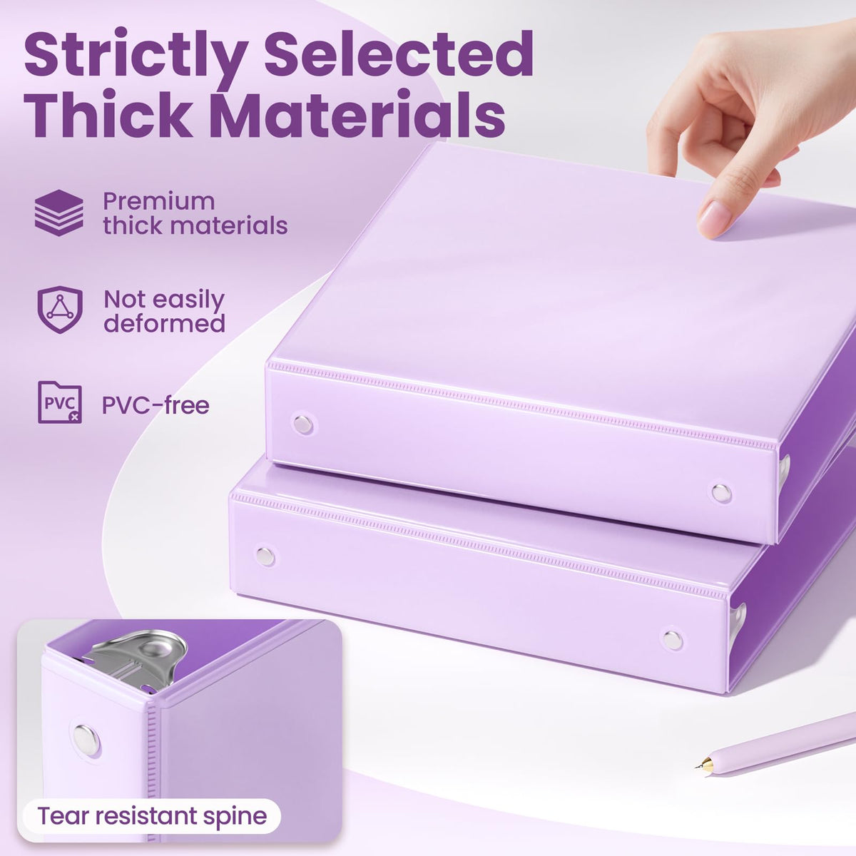 SUNEE 1.5 Inch Binders 3 Ring 4 Pack, Clear View 1 1/2 Inch Binders Three Ring PVC-Free (Fit 8.5x11