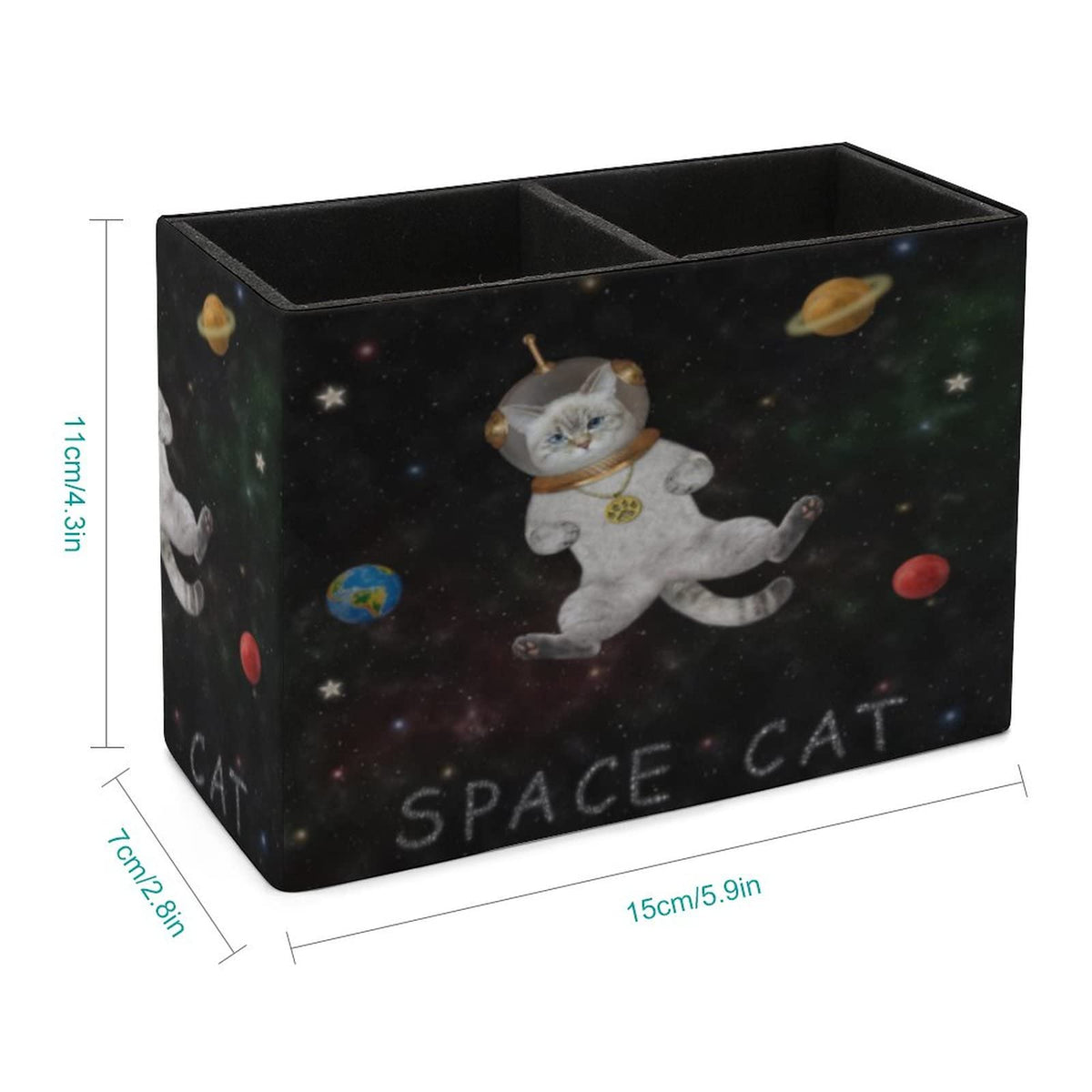 Niapessel Pencil Holder for Desk, Cat Astronaut Outer Space Pen Holder Storage Desktop Pen