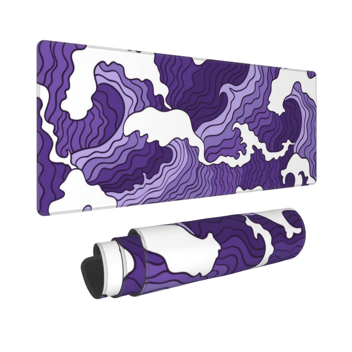Japanese Purple Wave Large Mouse Pad XL Extended Gaming Mouse Pad Mat Desk Pad with Stitched