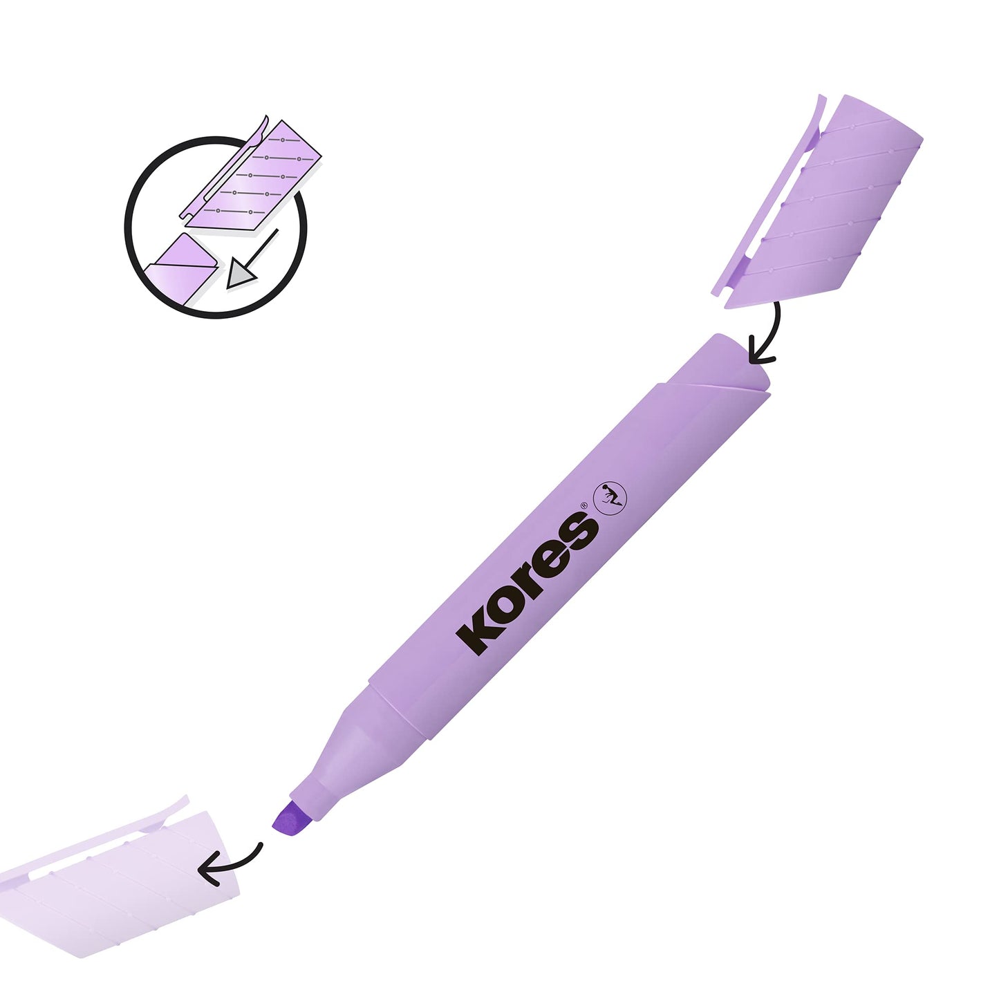 Kores - High Liner Plus: Pastel Lilac Highlighter Pens, Chisel Tip and Water-based Ink, School and