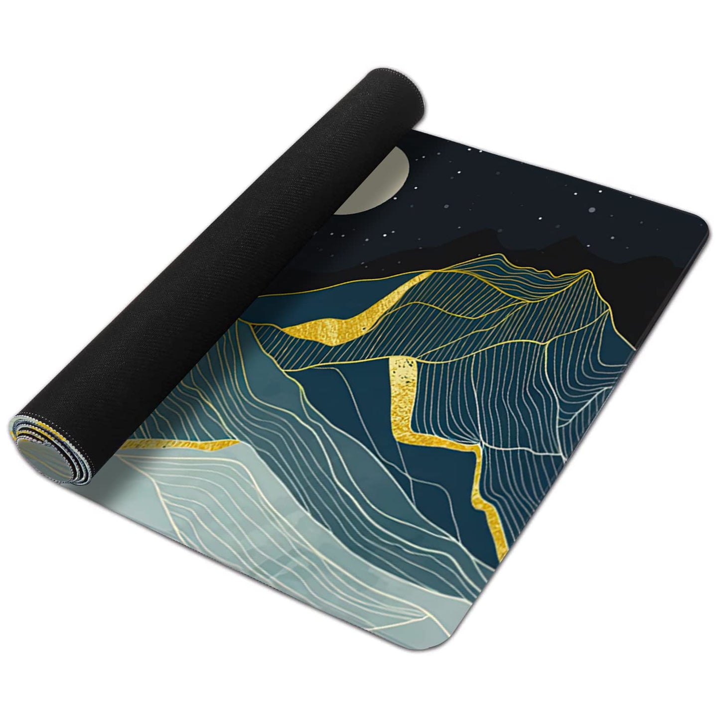 Golden Line Art Mountain at Night Large Mouse Pad Extended Gaming Mouse Pad Waterproof Desk Mat
