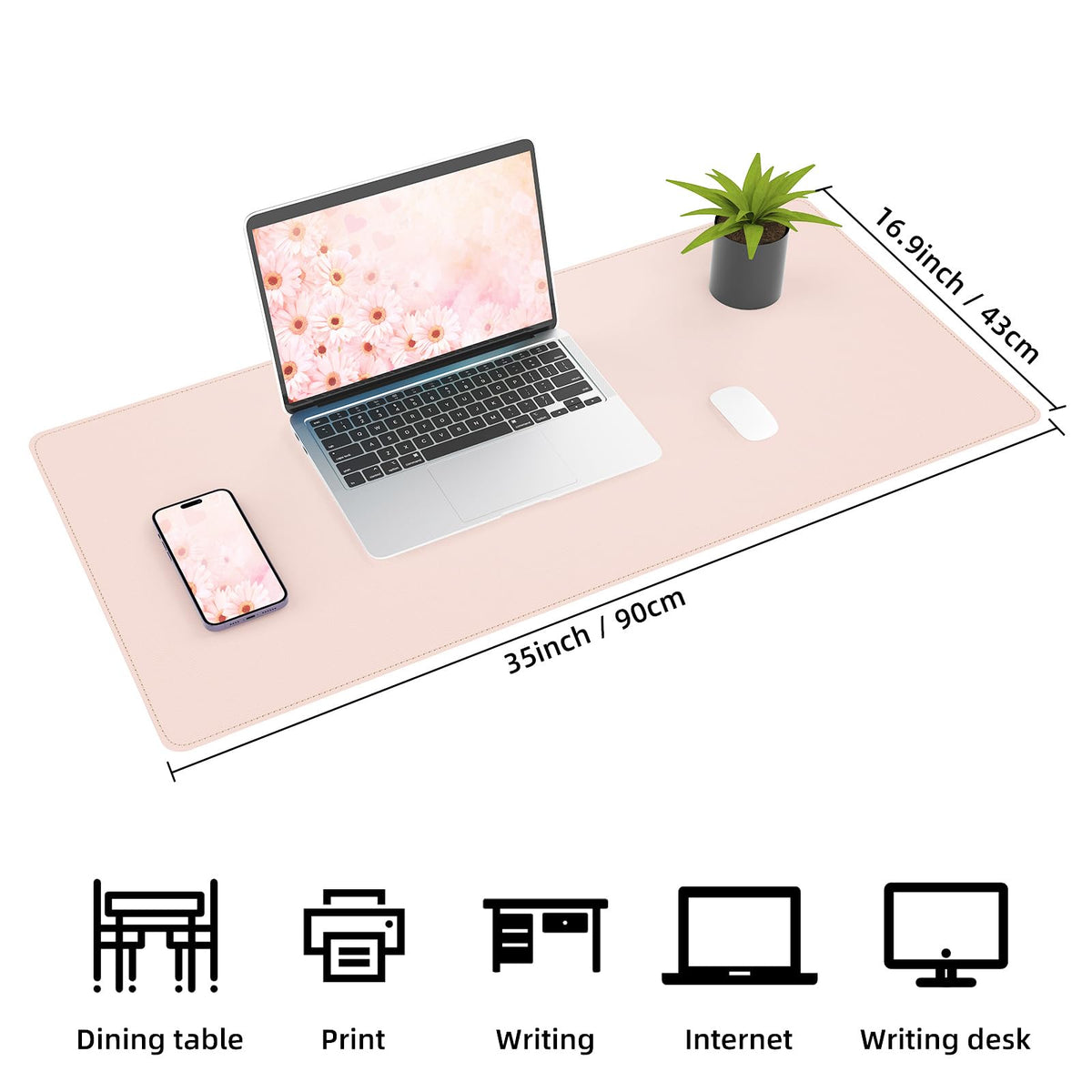AFIING Cork Desk Mat, Rose Pink, 31.5" x 17", Desk Pad Protector