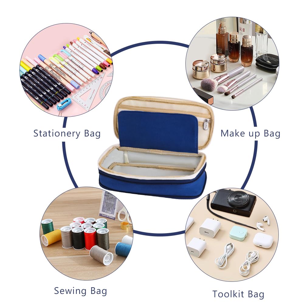 iSuperb Foldable Pencil Case Zipper Big Capacity Aesthetic Canvas Pencil Pouch Compartments