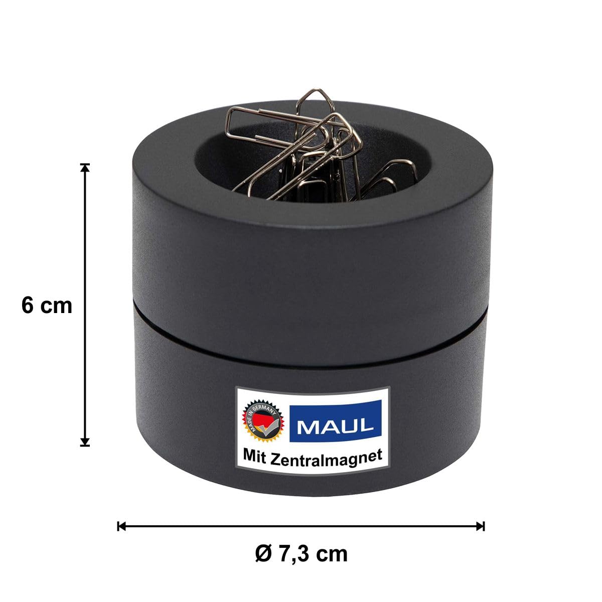 MAUL Magnetic Paperclip Holder, Ø 73mm, H66mm, Black