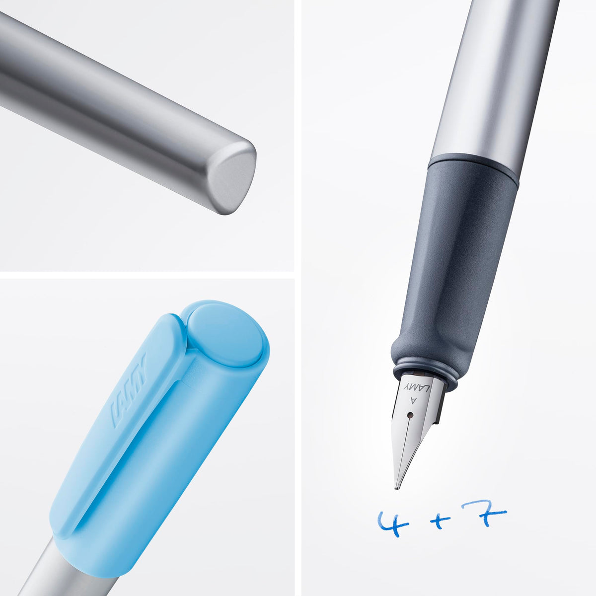 LAMY nexx azure – Fountain Pen with slip-proof grip & polished steel nib in size A - triangular