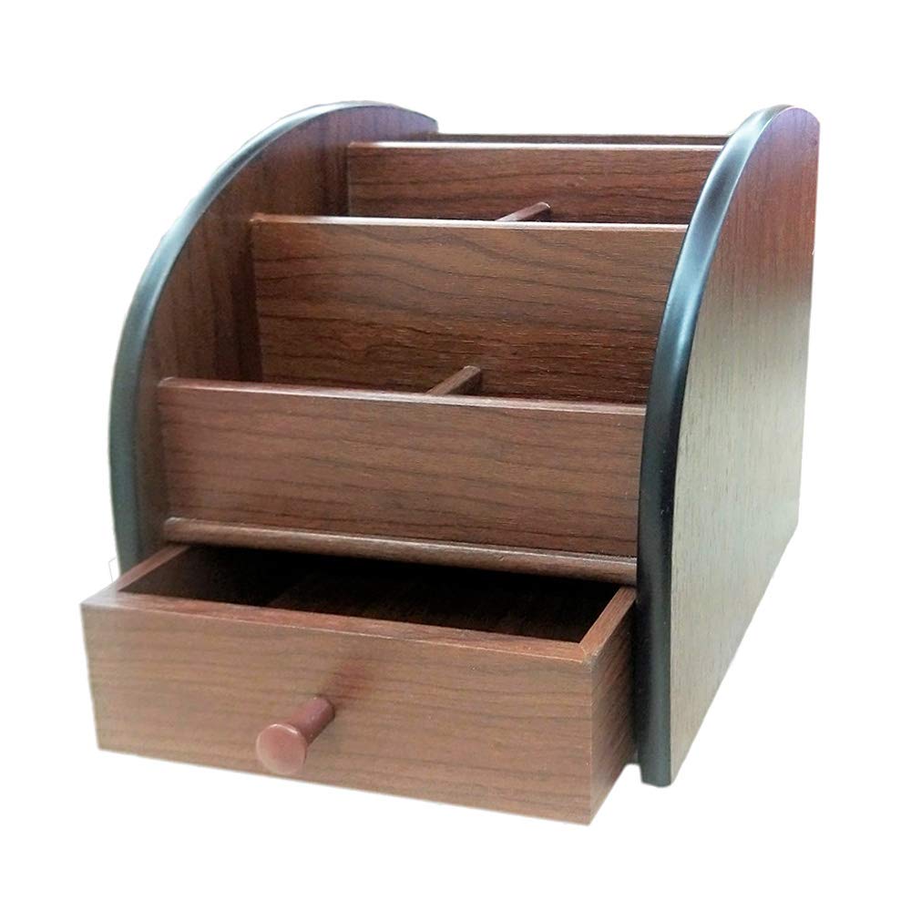 N Remote control storage organizer with drawer wood office Stationery organization pen holder Daily