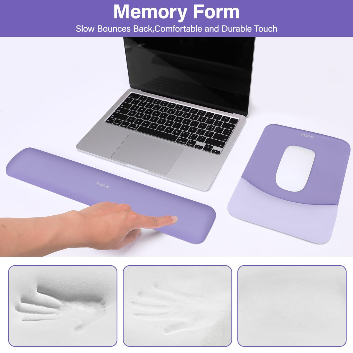 MOSISO Wrist Rest Support Mouse Pad & Keyboard Set, Purple
