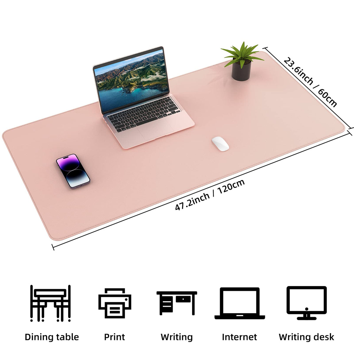 AFIING Cork Desk Mat 47" x 23.6", Dual-Sided Natural Cork & PU Leather Desk Pad, Non-Slip