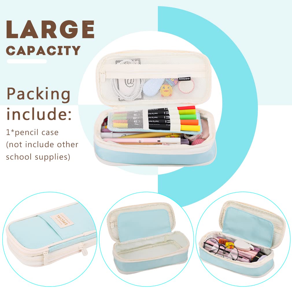 iSuperb Foldable Pencil Case Zipper Big Capacity Aesthetic Canvas Pencil Pouch Stationery
