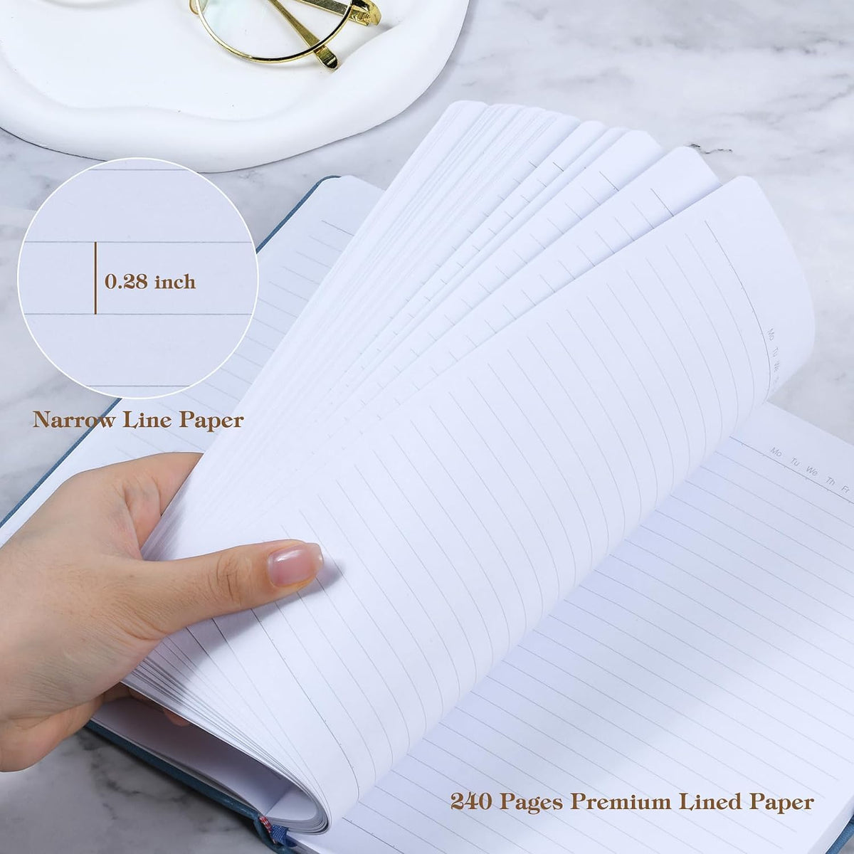 POPRUN A5 Notebook Lined, Hardcover Journal, 240 Pages, 5.5" x 8.3", Black