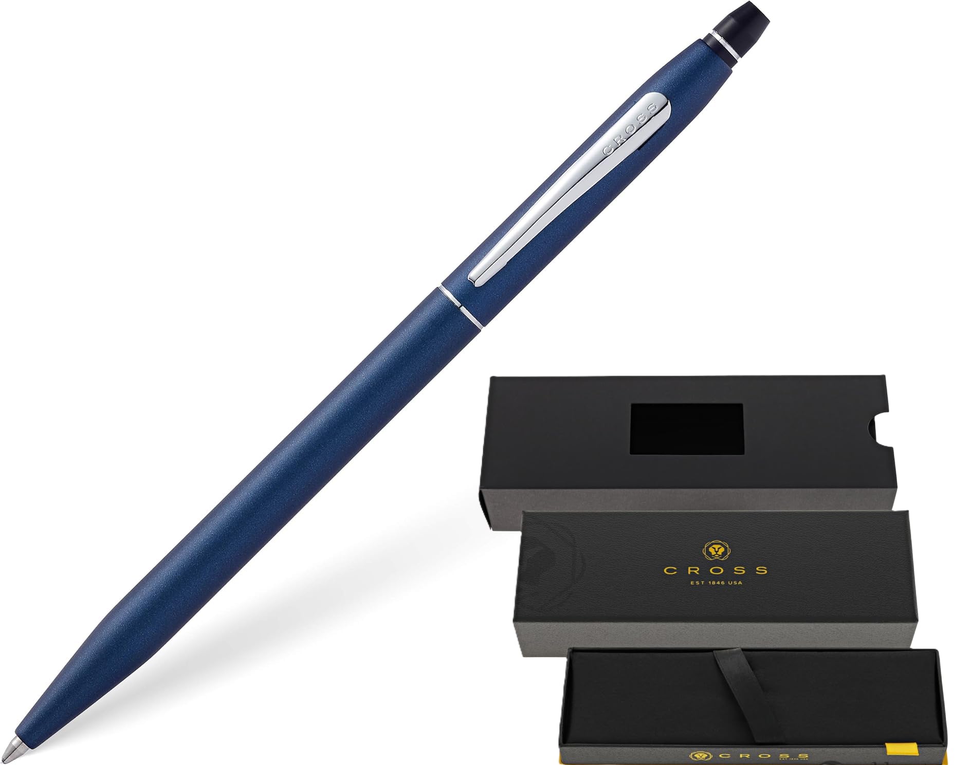 Cross Click Blue Lacquer Selectip Ballpoint Pen with Chrome Appointments and Bonus Slim Gel Refill