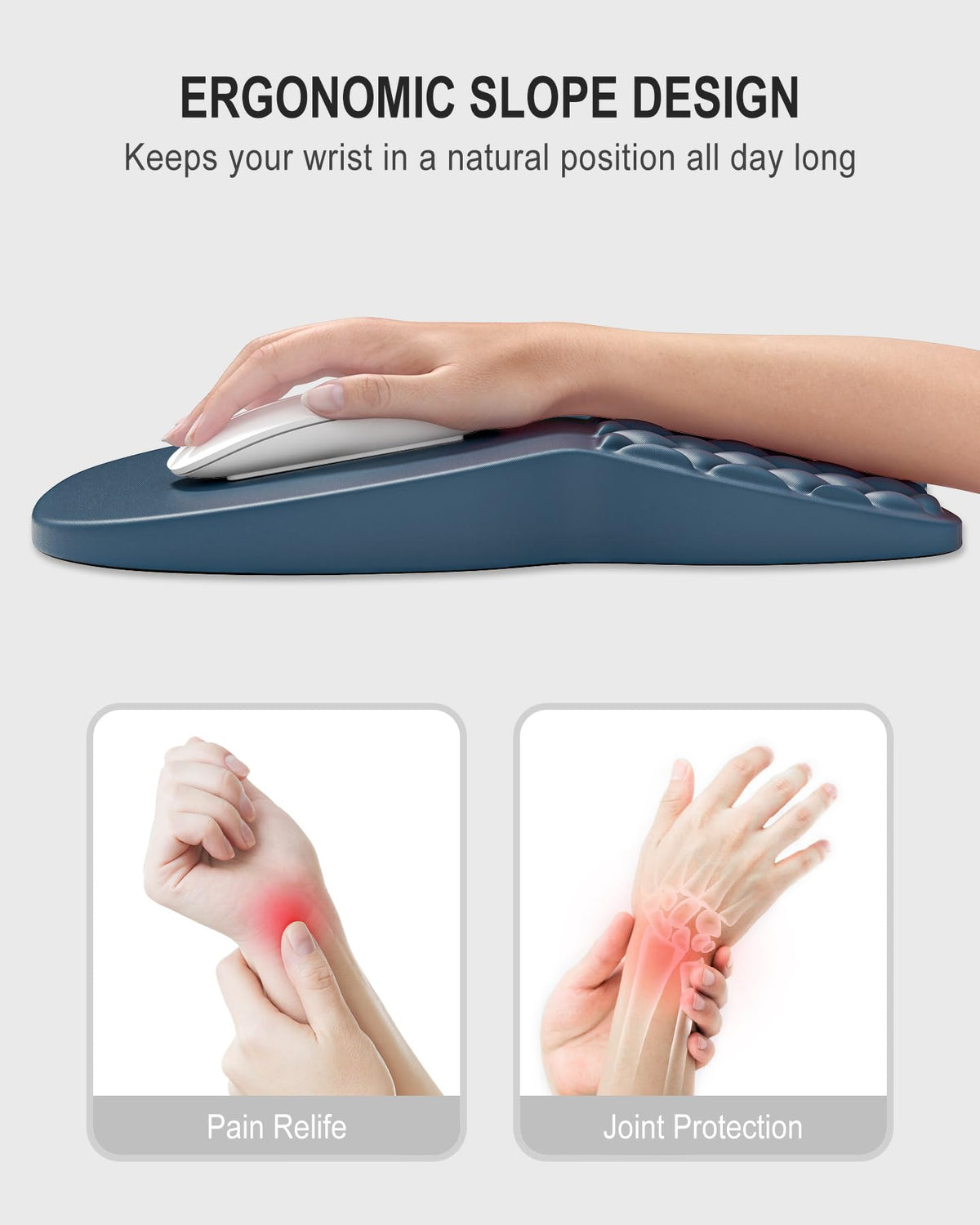 Auhoahsil Ergonomic Mouse Pad with Wrist Rest, Comfortable Slope Computer Mouse Mat with Wrist