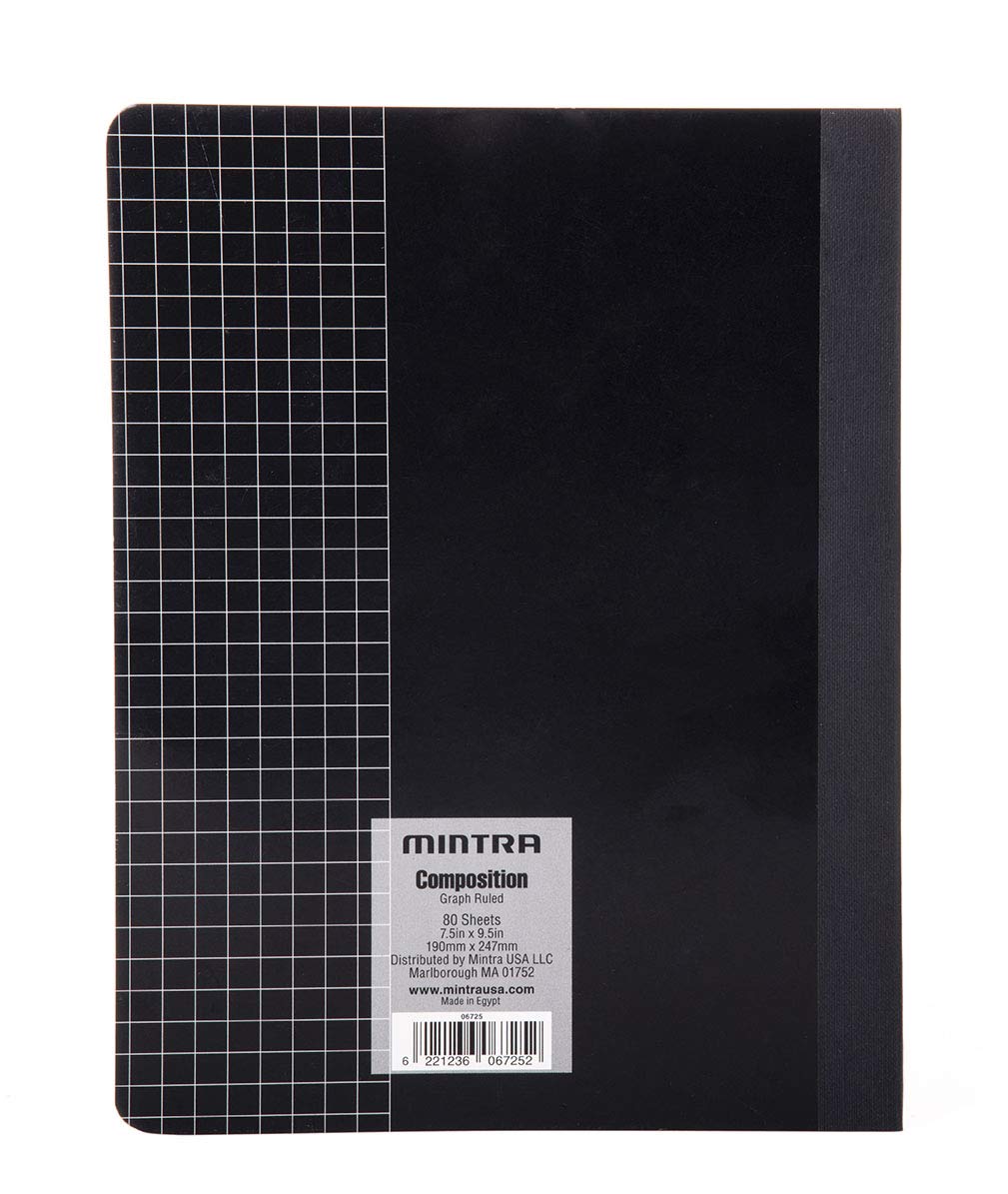 Mintra Office Composition Books - Sturdy Flexible Cover (4 Pack, 4x4 Comp Book - Graph)