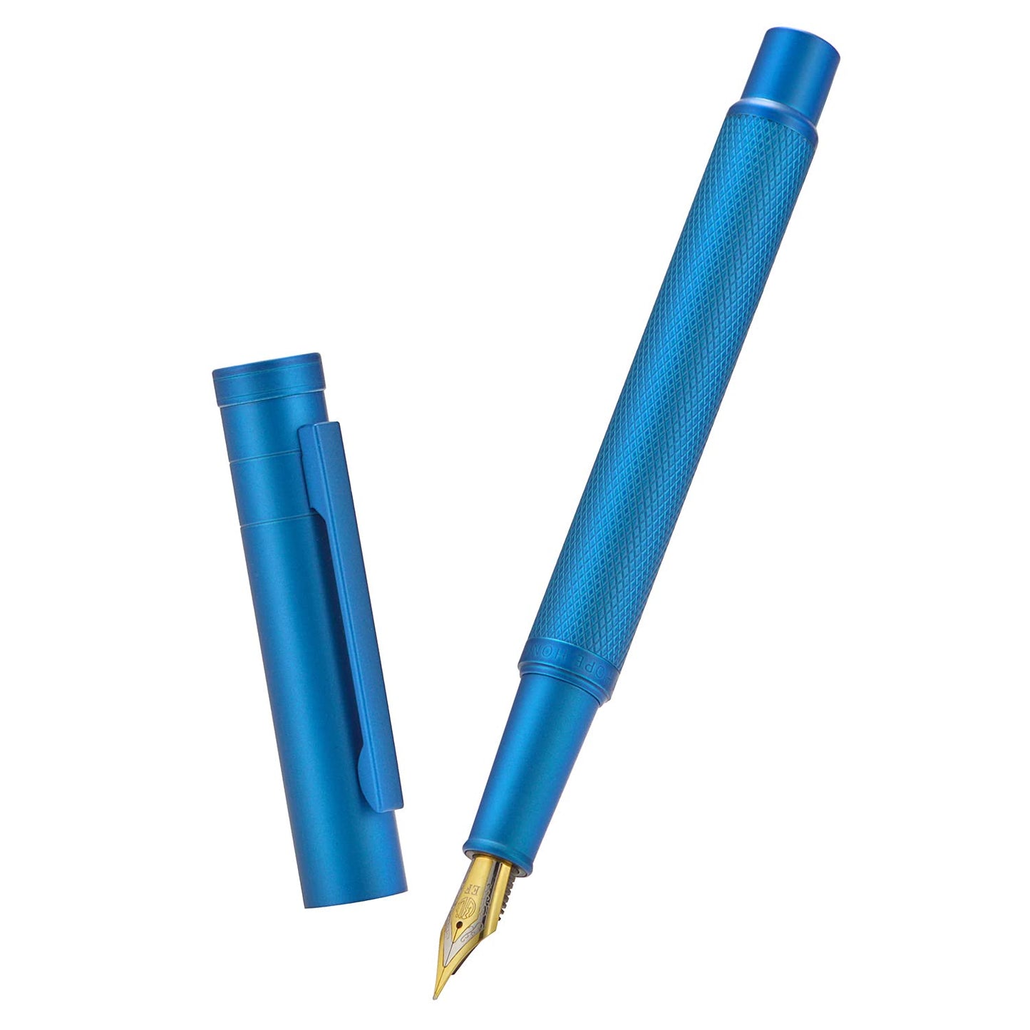 Asvine Blue Forest Fountain Pen Fine Nib, Classic Design with Converter and Metal Pen Case, The