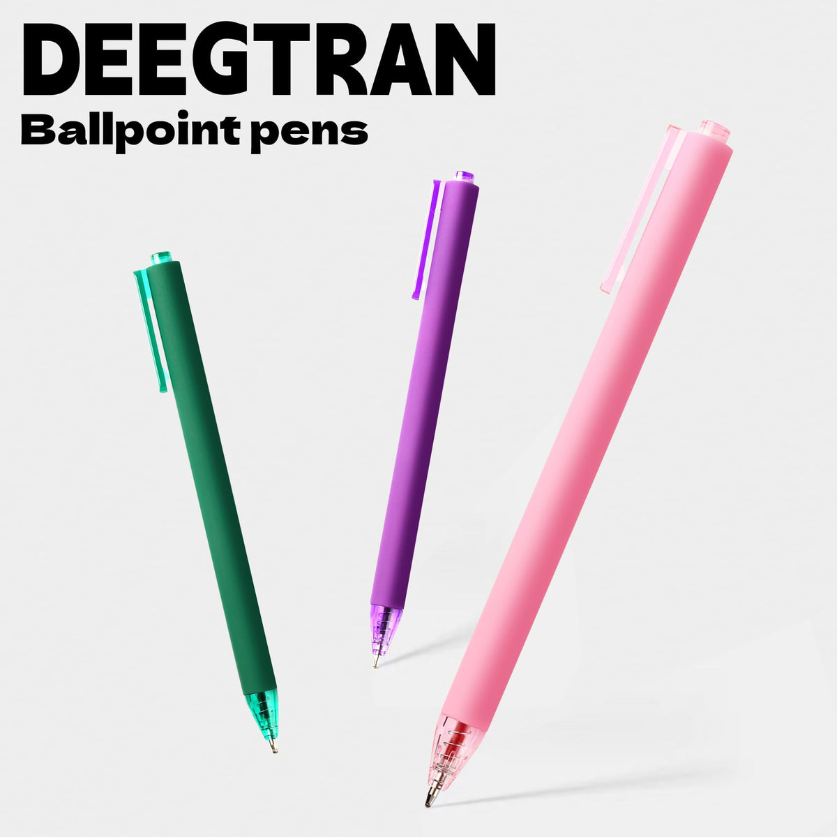 deegtran Pens Bulk, 50 Pack Smooth Green Ink Ballpoint Pen, Wholesale Retractable Pens, No Bleed