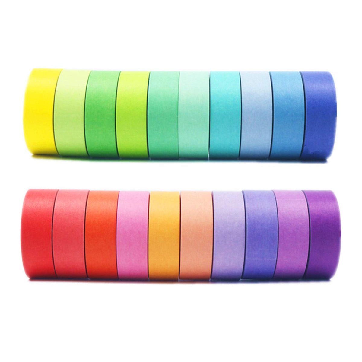 VIVIQUEN Washi Tape Set, 20 Rolls Colored Masking Tape, 15mm Rainbow Pastel Writable Colorful Washi