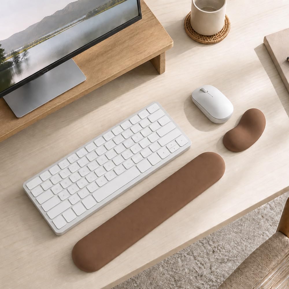 Ergonomic Wrist Rest Set for Keyboard and Mouse | Cooling Gel & Slow-Rebound Memory Foam Palm