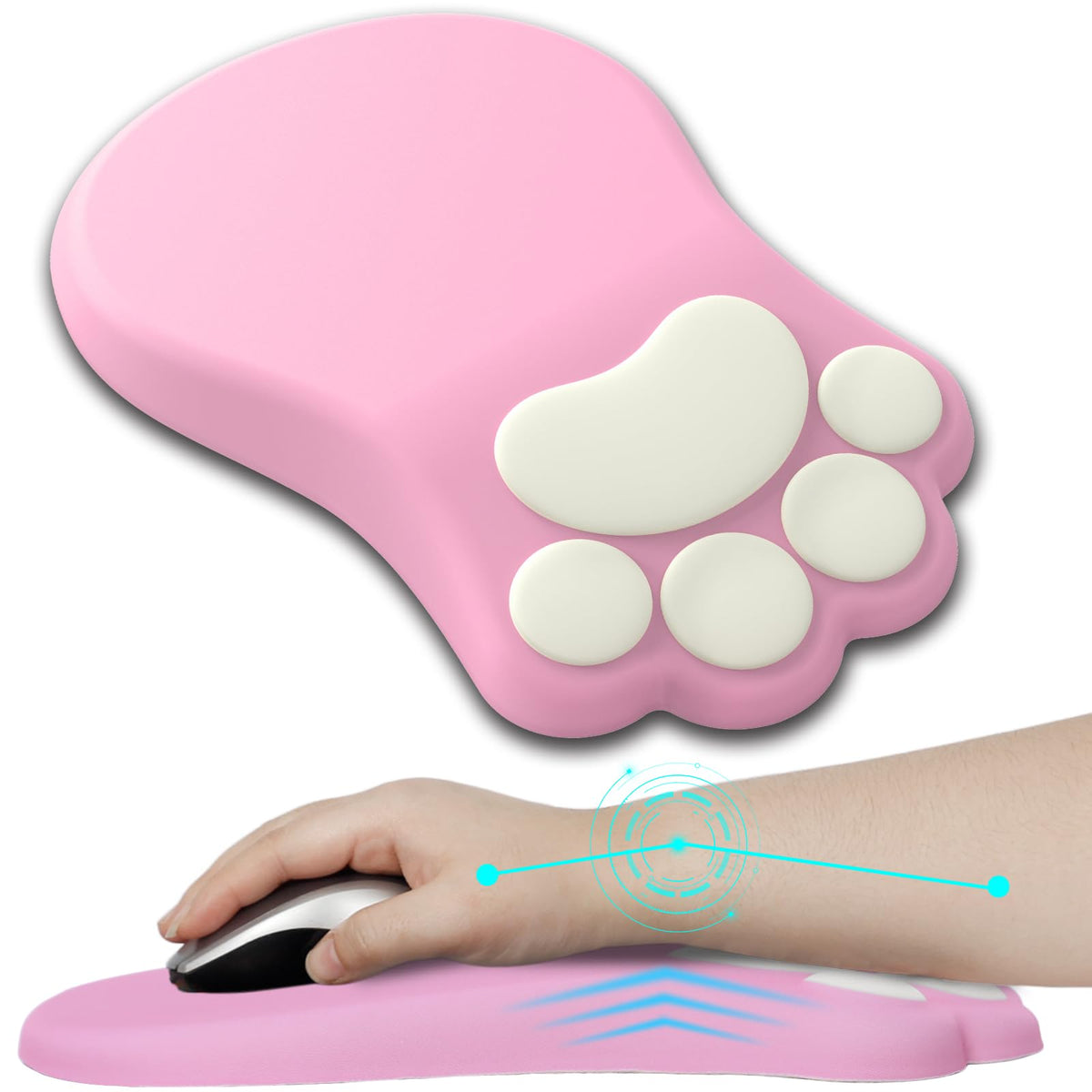 L-SPOUTTO Ergonomic Mouse Pad with Wrist Rest,Pink Mouse Pad Wrist Support