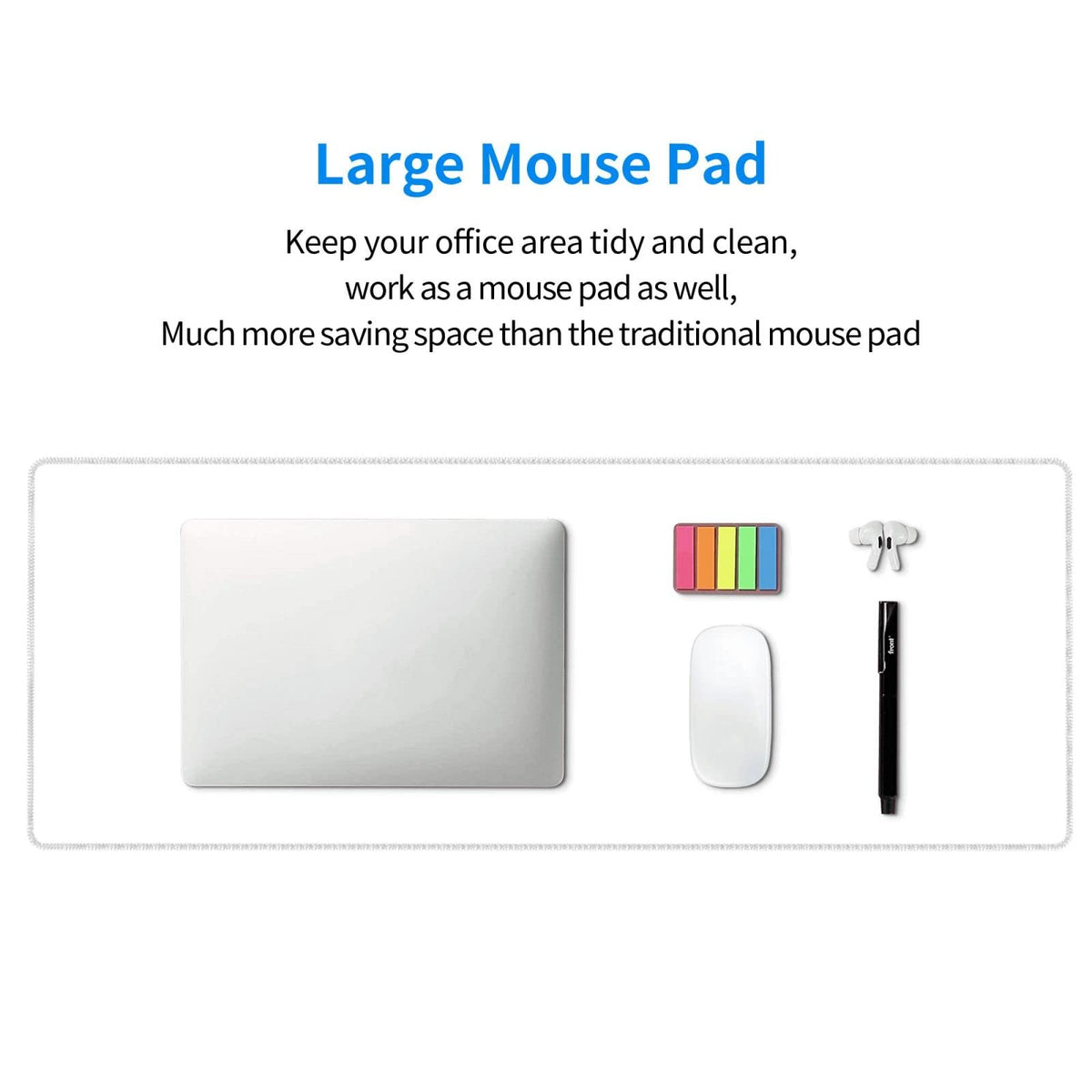 White Mouse Pad Extended Large Gaming Mousepad XL Big Long Oversized Desk Mat Stitched Edges 31.5 X