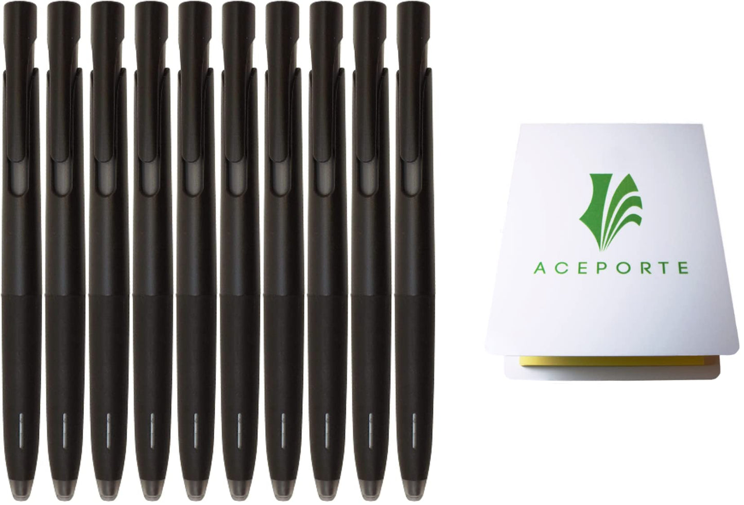 ACEPORTE Zebra Blen Retractable Ballpoint Pen, Fine Point 0.5mm, 10 Pack (Black Ink/Black body)