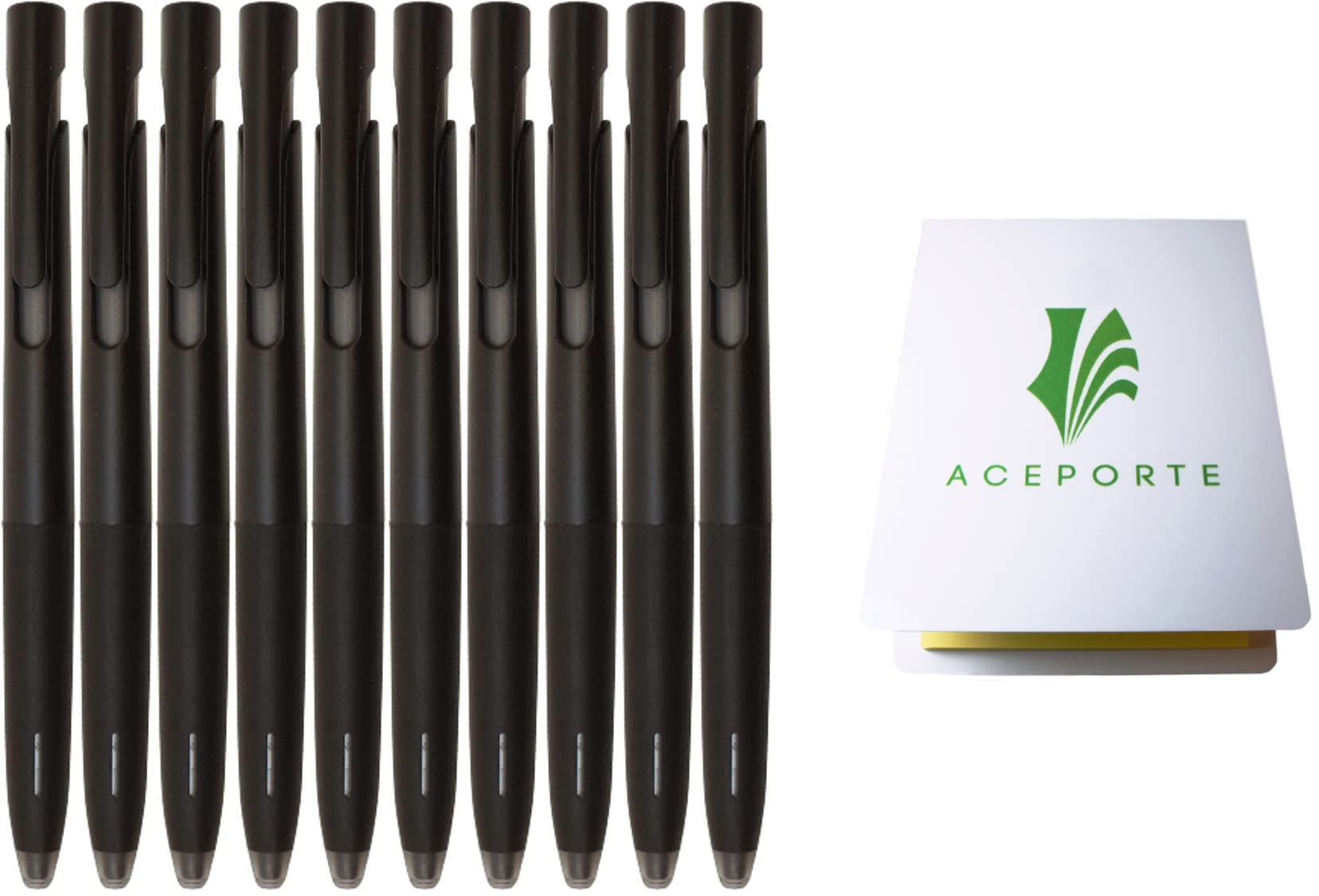 ACEPORTE Zebra Blen Retractable Ballpoint Pen, Fine Point 0.5mm, 10 Pack (Black Ink/Black body)
