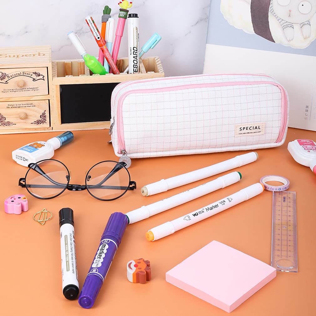 iSuperb Large Pencil Case Big Capacity Pencil Pouch 3 Compartments Pen Bag Canvas Marker Pen Bag