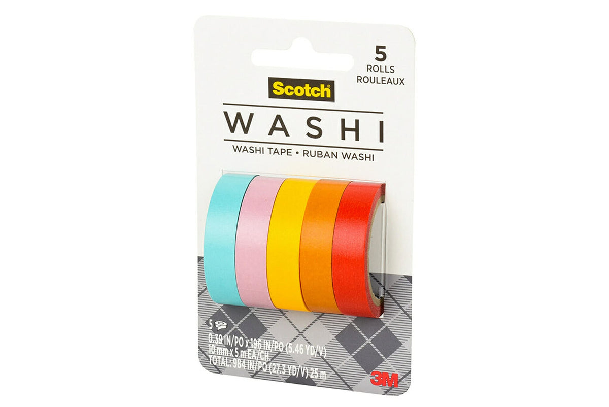 Scotch Washi Tape, Summer Design, 5 Rolls, Great for Bullet Journaling, Scrapbooking and DIY Décor
