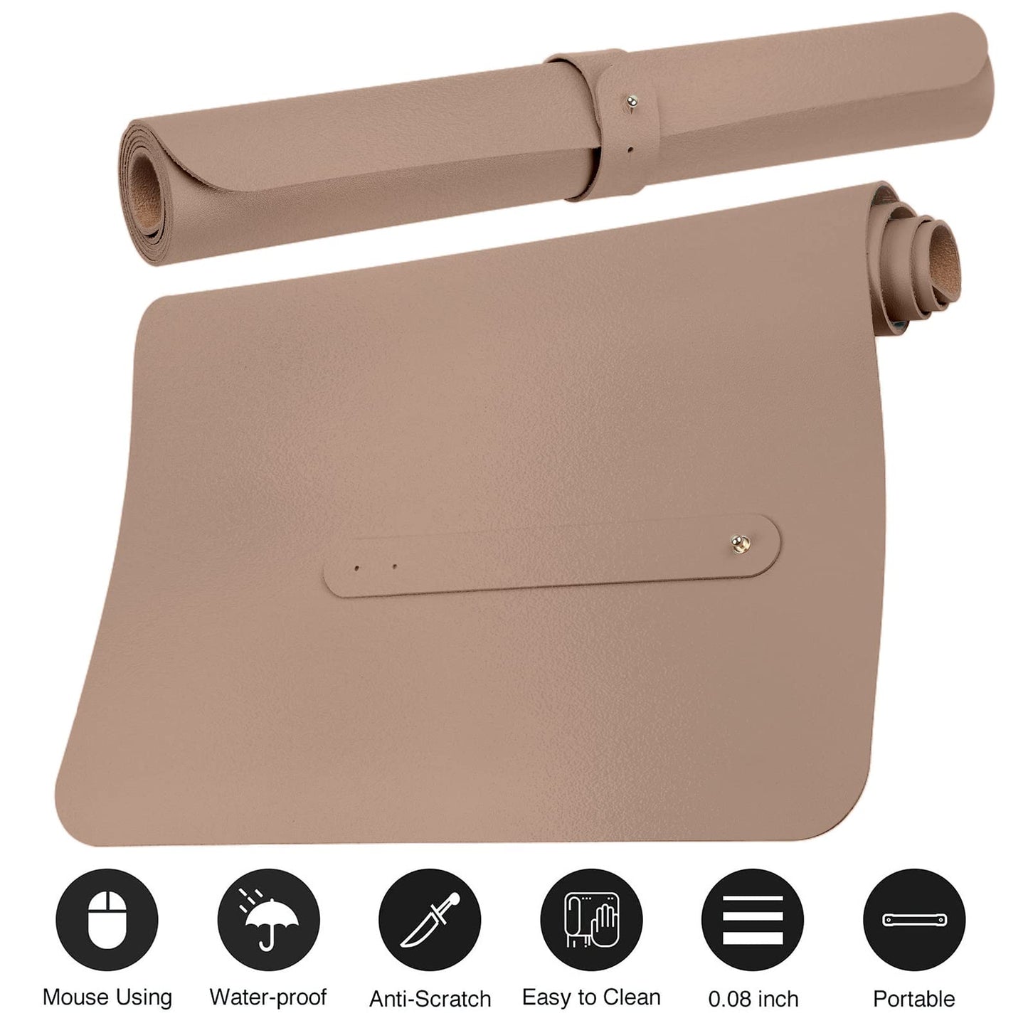 Boutilon Leather Desk Pad Protector,Non-Slip Mouse Pad,Laptop Desk Pad,Office Mouse Mat,Waterproof