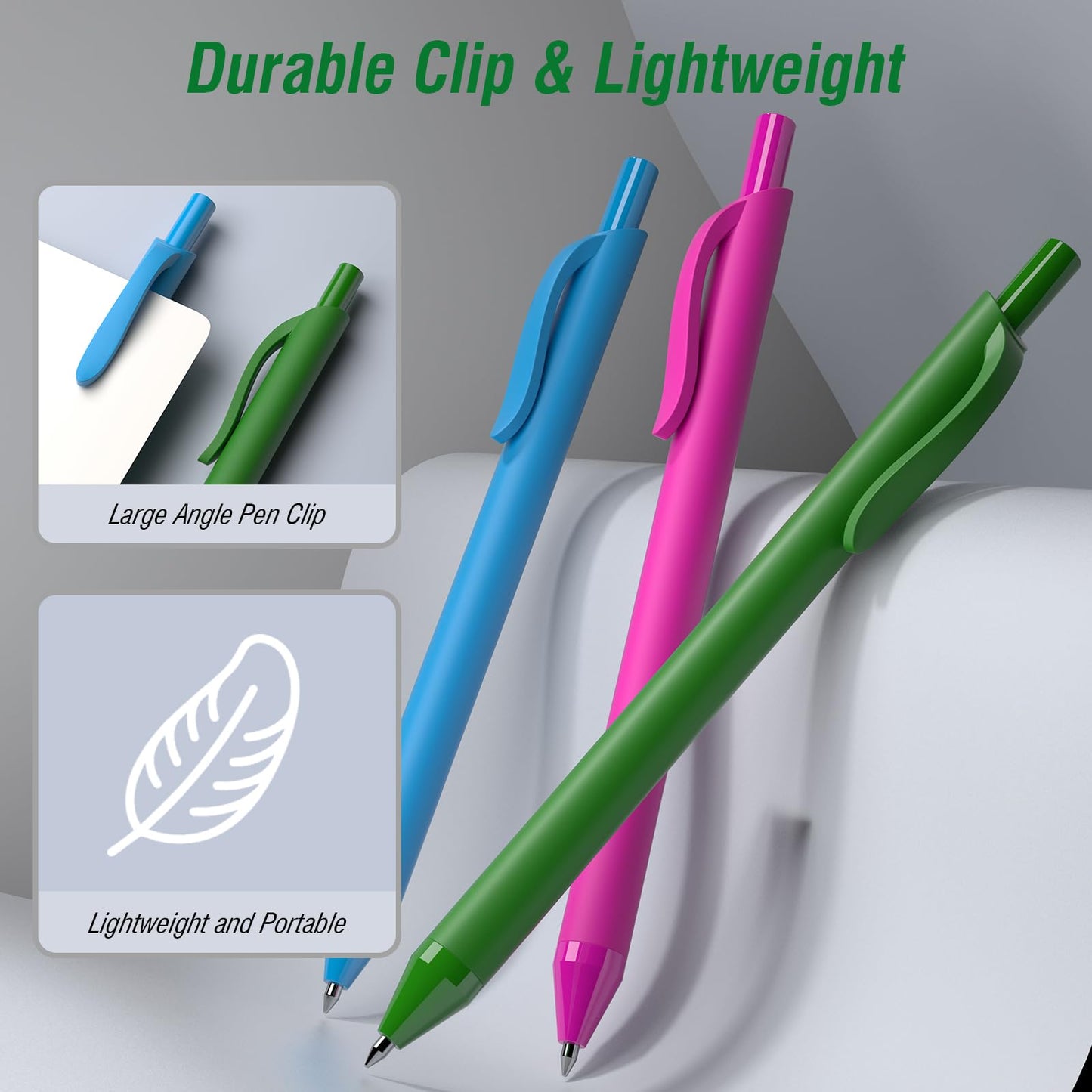 InkSlick Green Pens Bulk 50 Pack 1.0mm Ballpoint Pen for Smooth Writing