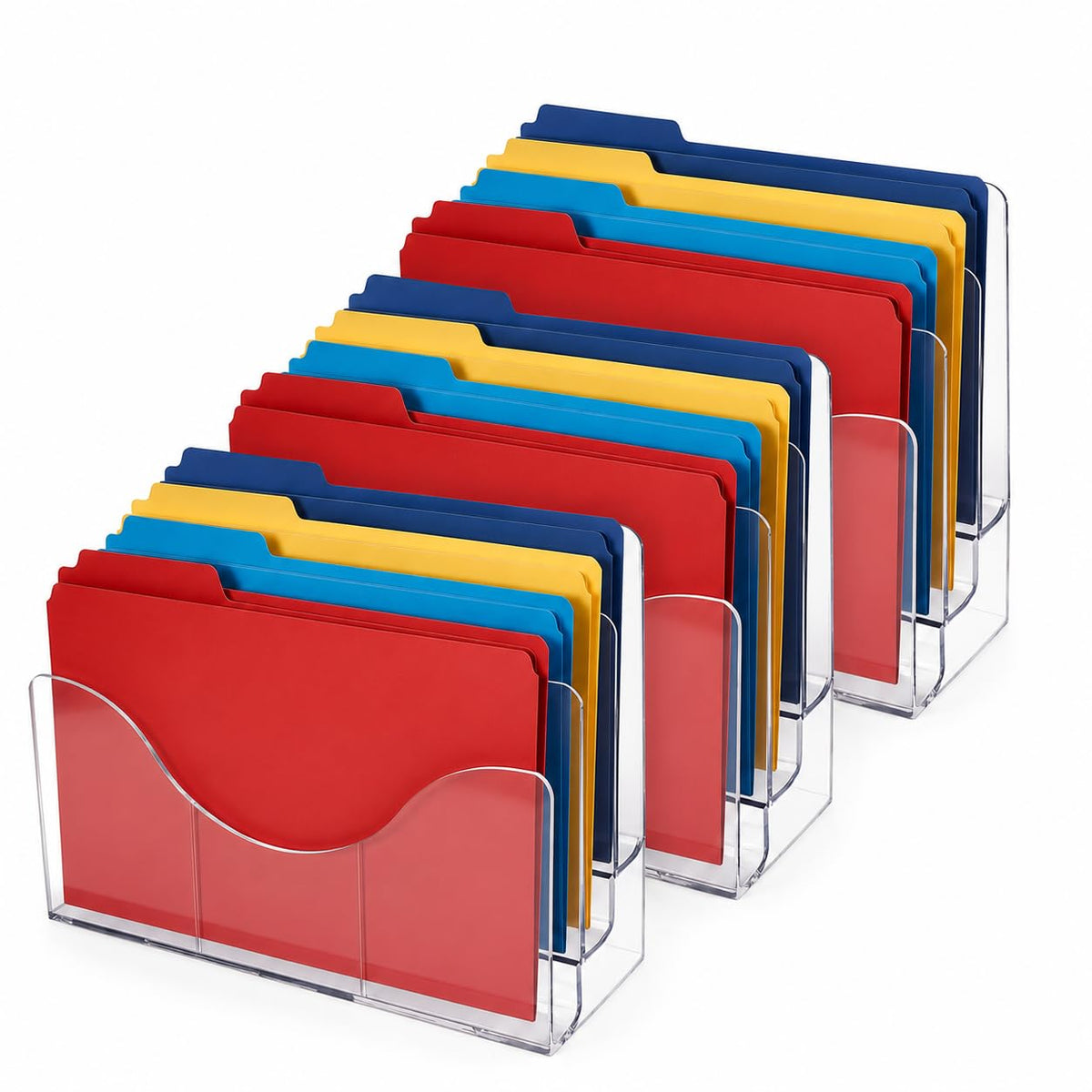 Azar Displays 250099-3PK Three Tier File and Brochure Desktop Wall Organizer Holder with Dividers