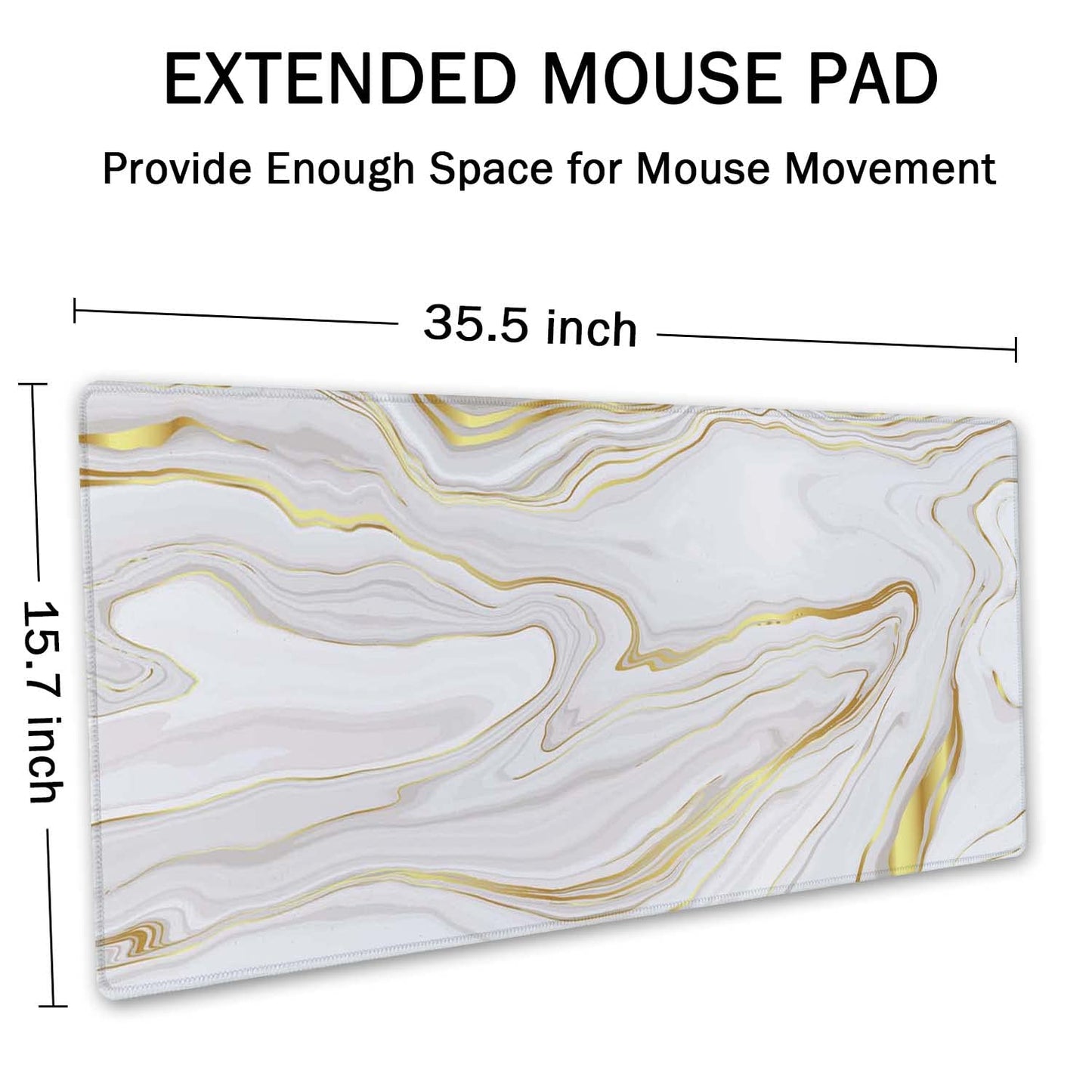 SSOIU White Gold Marble Desk Mat, Desk Pad, Large Mousepad, Large Mouse Pad 35.5" x 15.7" XXL